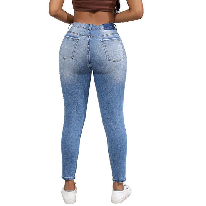 Skinny Pants Women High Elastic Ripped Sexy Figure High Waist Jeans