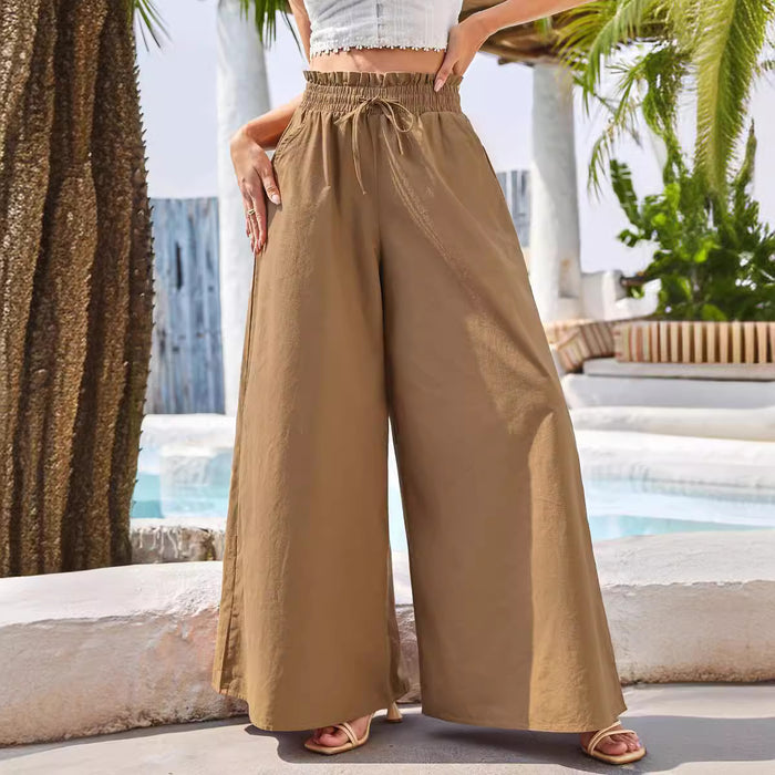 Summer Women High Waist Loose Cotton Linen Bohemian Wide Leg Pants