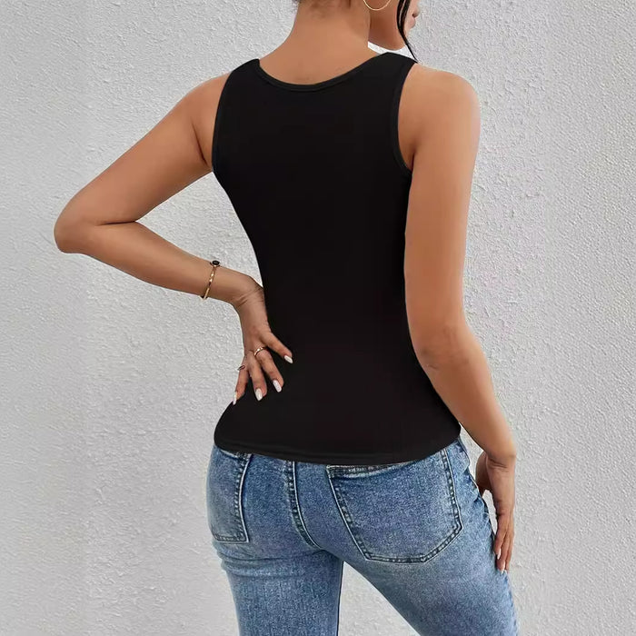 Women Clothing Slim Hollow Out Cutout Out Sleeveless Vest Women Clothing