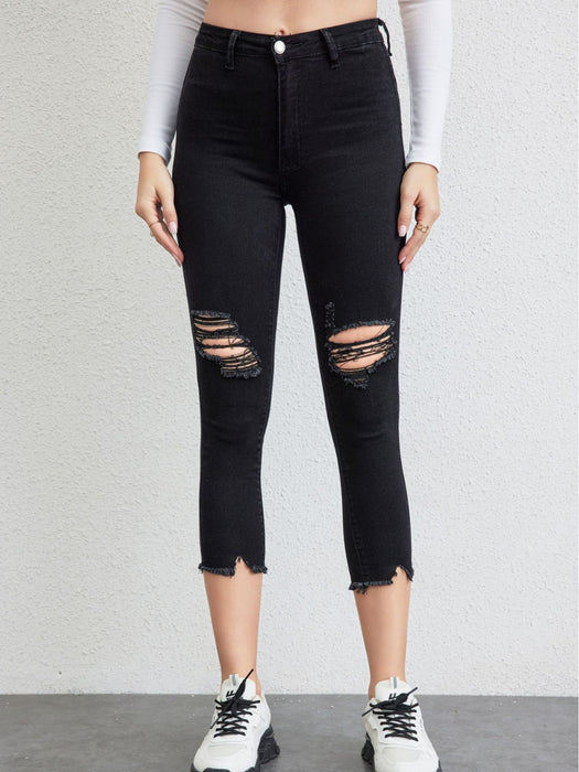 for Jeans Women Black Stretch Washed Slim Women Ankle Tied Pants