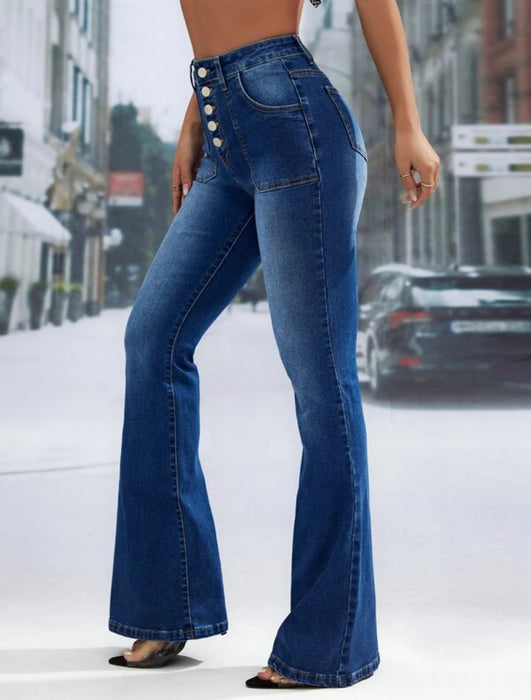 Spring High Waist Single Breasted Denim Trousers High Waist Stretch Skinny Denim Trousers