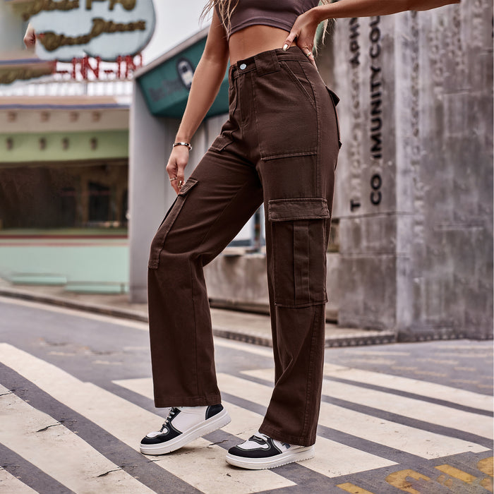 Trade Women Clothing Multi Pocket Cargo Pants Loose Casual Denim Trousers Women