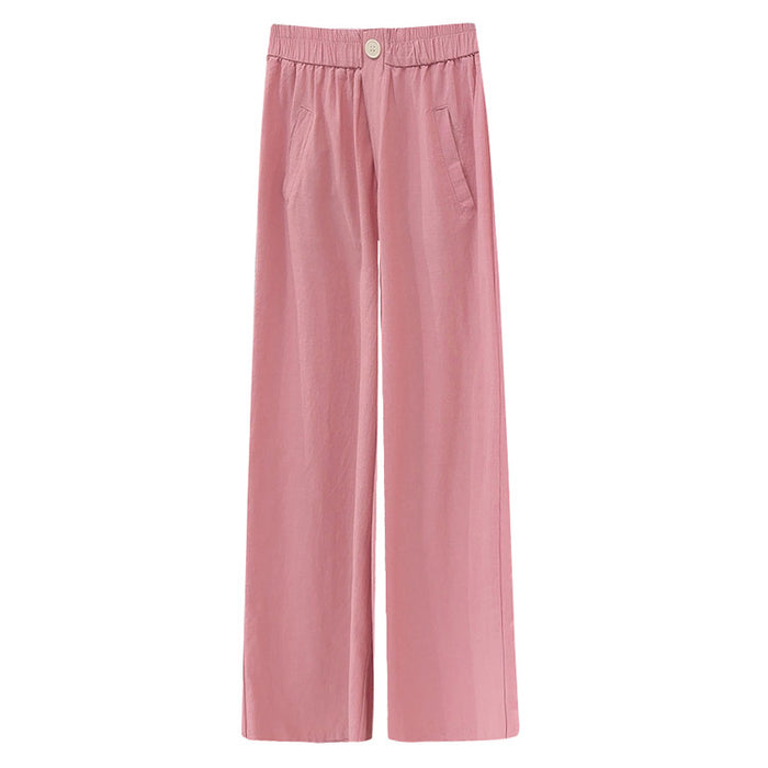 Raspberry Powder Yamamoto Pants Women Summer Pants Loose Drooping Lazy Ice Silk Cotton Linen Wide Leg Casual Pants