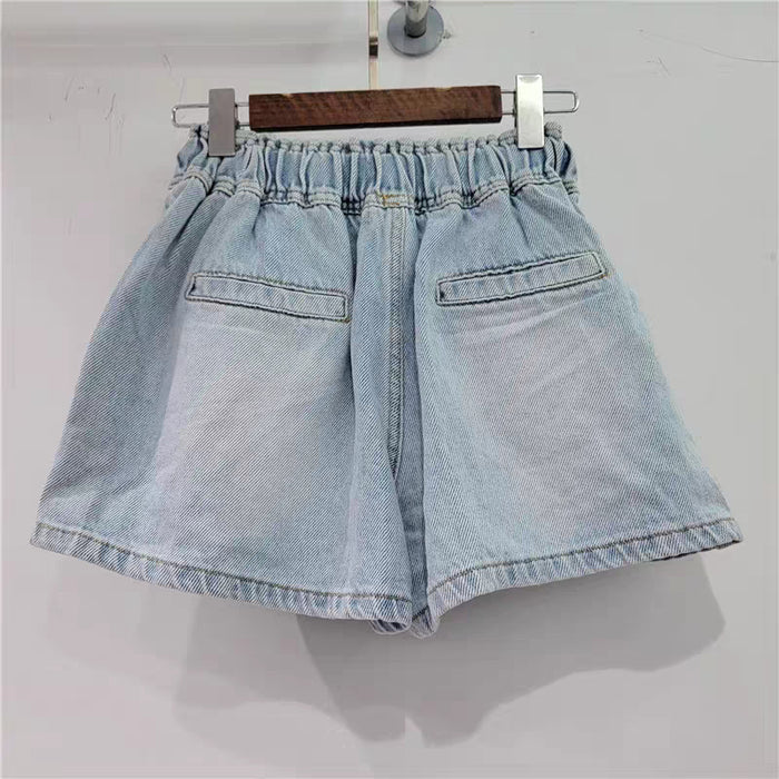 Heavy Industry Starry with Diamonds High Waist Slimming Wide Leg Denim Shorts Women Pants