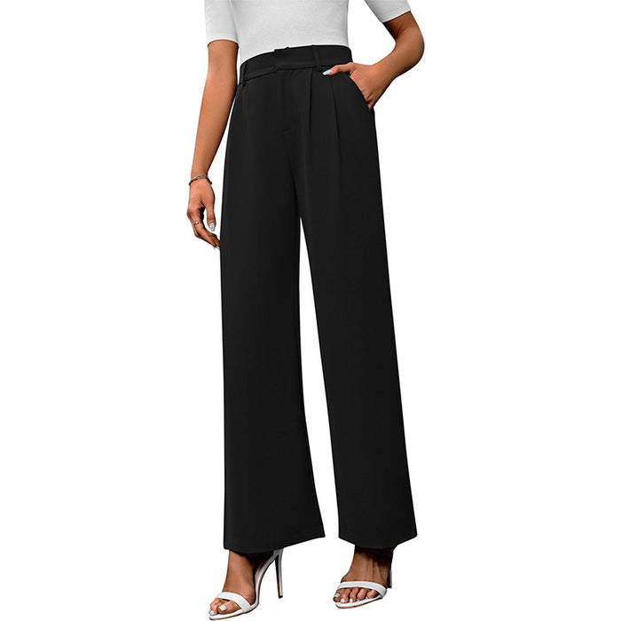 Spring Women Loose Casual Work Commuting Elegant Wide Leg Straight Work Pant