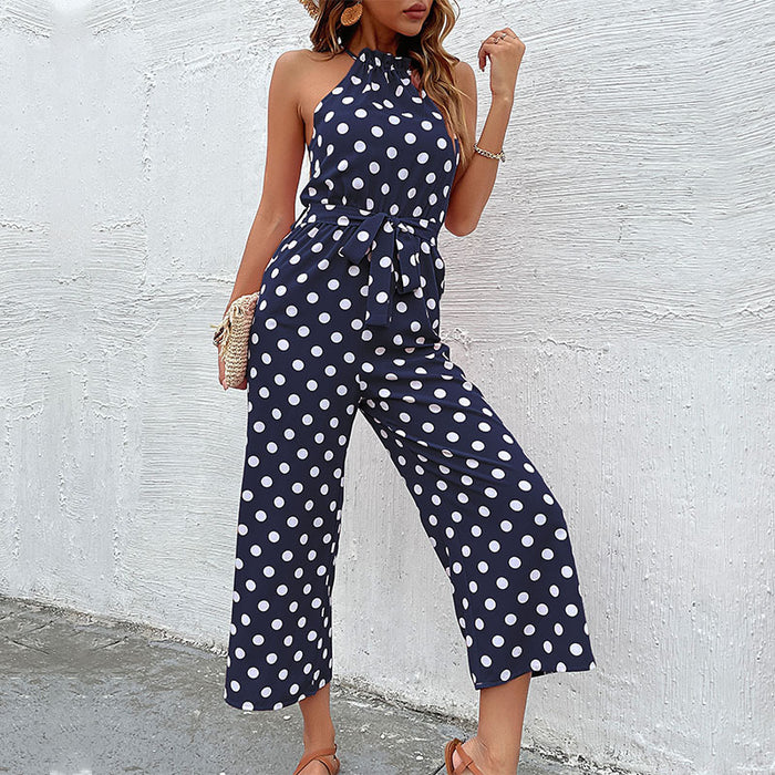 Summer Pants Loose Wide Leg Polka Dot Jumpsuit