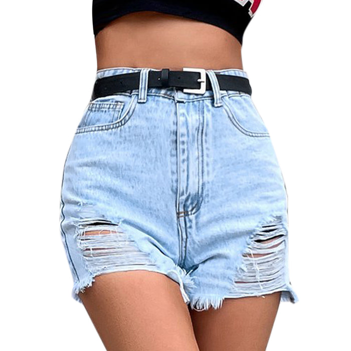 Women Clothing High Waist Denim with Hole Short Spring Summer