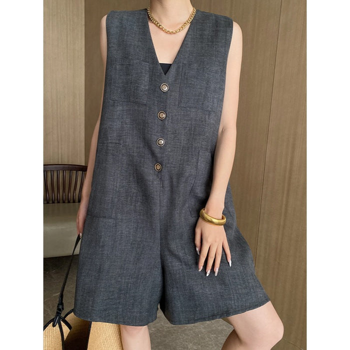 Office Hide Meat H Type Loose Slimming Casual Sleeveless Romper