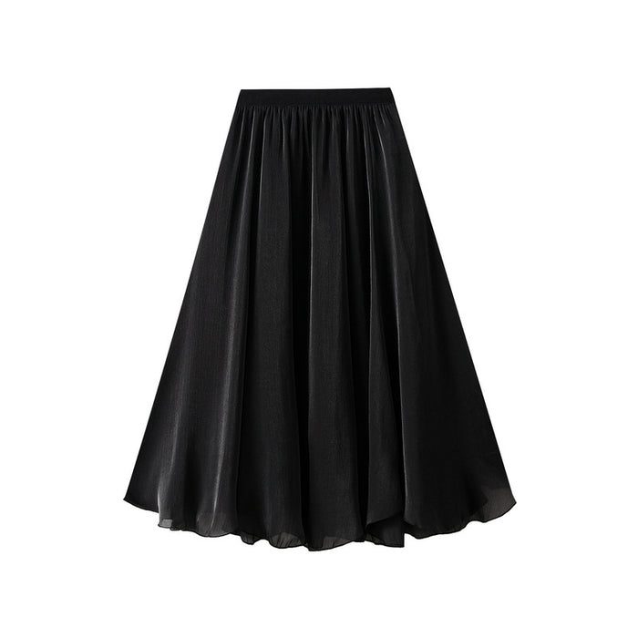 High Grade Streamer Veil Skirt Skirt Women Summer High Waist Pearl Yarn A line Asymmetric Skirt