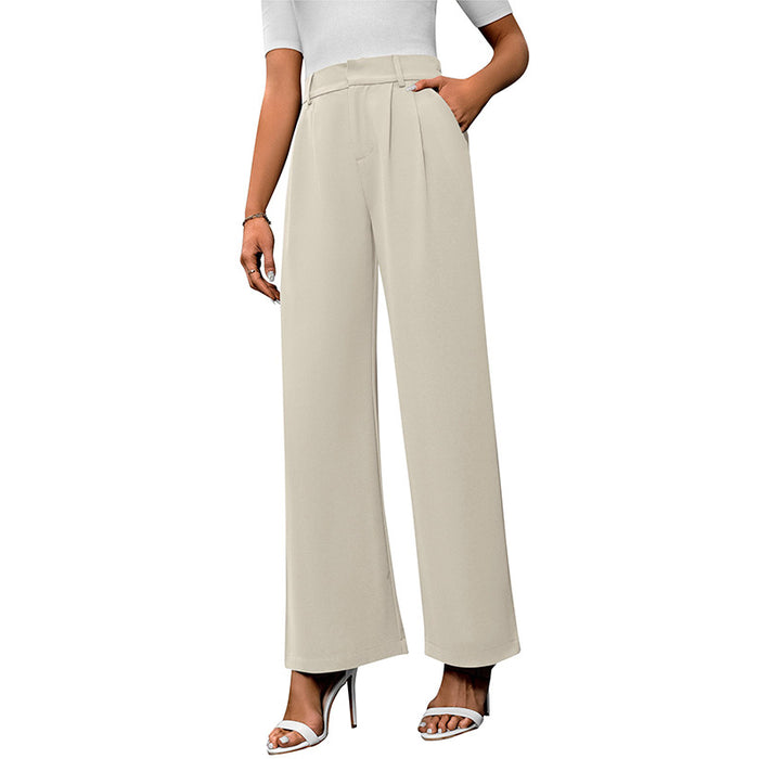 Spring Women Loose Casual Work Commuting Elegant Wide Leg Straight Work Pant