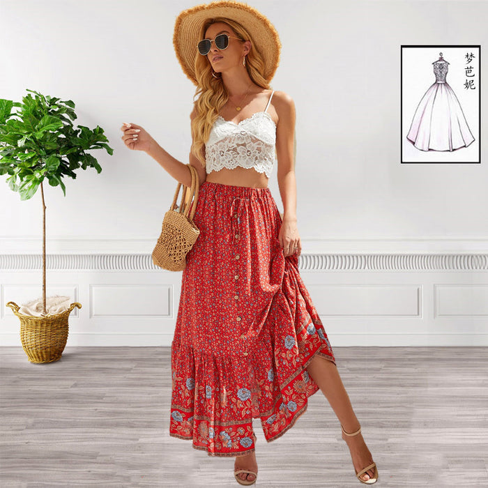 Skirt Rayon Printed Bohemian Holiday Swing Skirt