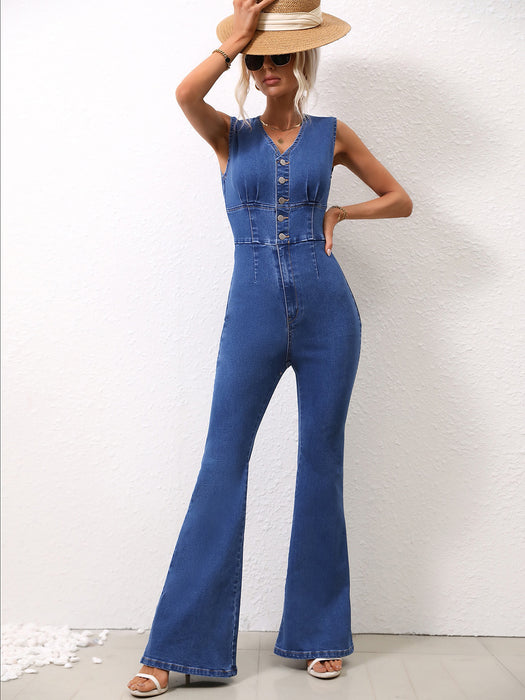 Women Clothing Casual Office Slim Fit Slimming One Piece Denim Trousers