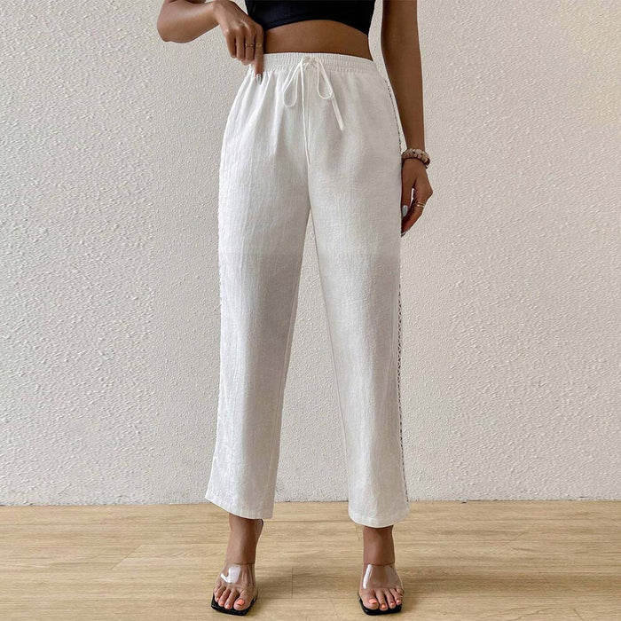 Sexy Casual Sneaky Design Side Hollow Out Cutout Elastic Drawstring Straight Leg Pants