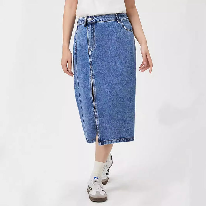 Women Clothing High Waist Sheath Split Denim Skirt