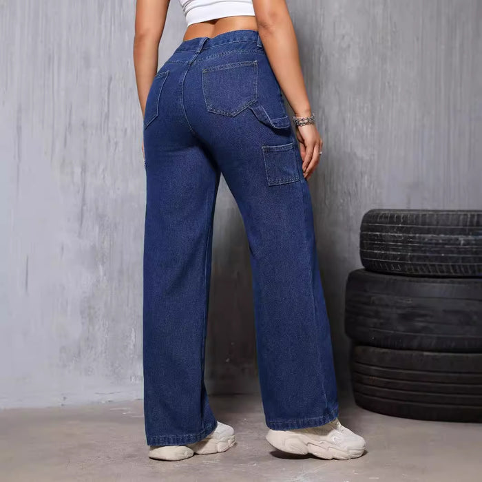 High Waist Retro Straight Jeans Women Summer Slimming Loose Drooping