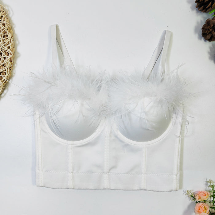 Feather Tube Top Small Sling Outer Wear Inner Wear Short Boning Corset Tight Wrapped Chest