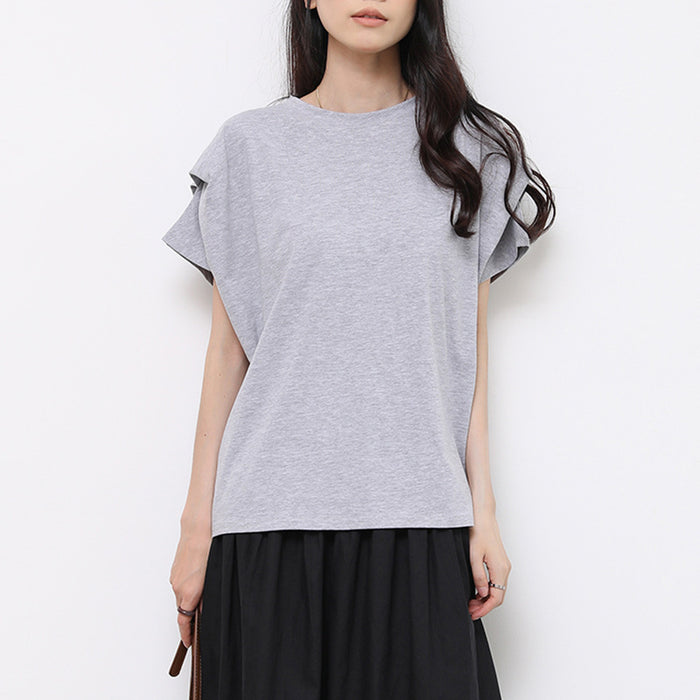 Women T shirt High Sense Summer Pure Cotton Solid Color Loose Casual Dolman Sleeve Short Sleeve