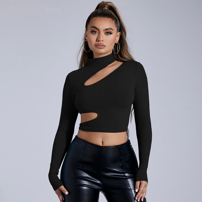 Women Half Turtleneck Black Bottoming Shirt Early Autumn Western Sexy Inner Wear T shirt Tight Top