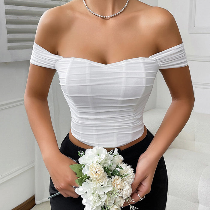 Arrival Outer Wear Inner Wear Boning Corset Waist Tied Bandeau Camisole Beauty Back Corset off Shoulder Short Sleeved Top for Women