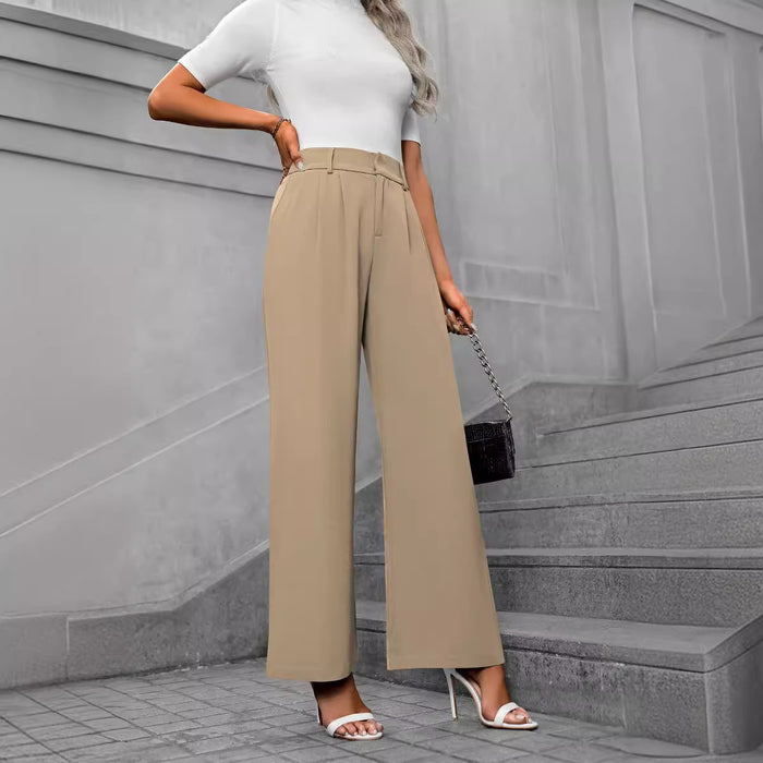 Spring Women Loose Casual Work Commuting Elegant Wide Leg Straight Work Pant