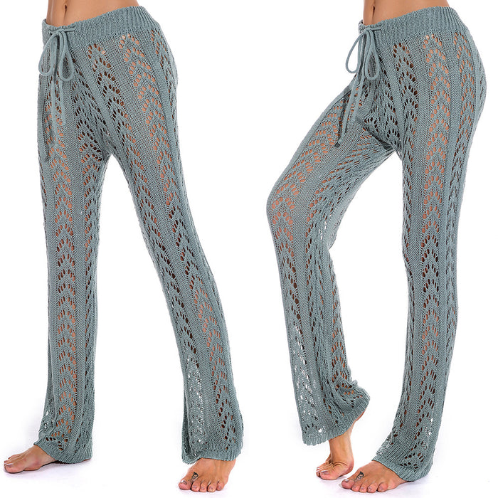 Arrival Hollow Out Hollow Out Cutout out Hand Crochet Loose Wide Trousers Vacation Beach Pants Trousers