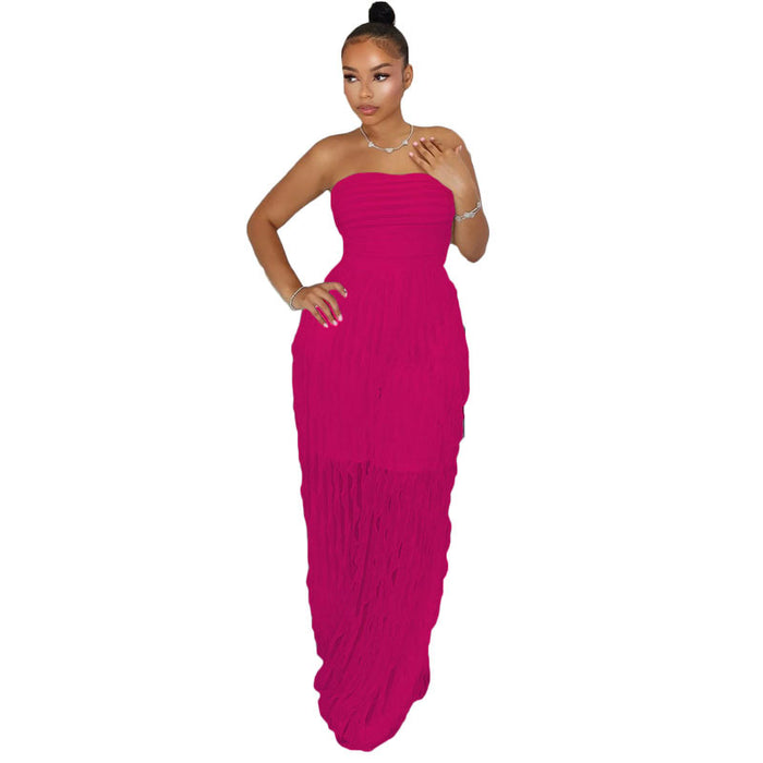 Women Sexy Tube Top Waist Sleeveless Wide Leg Jumpsuit