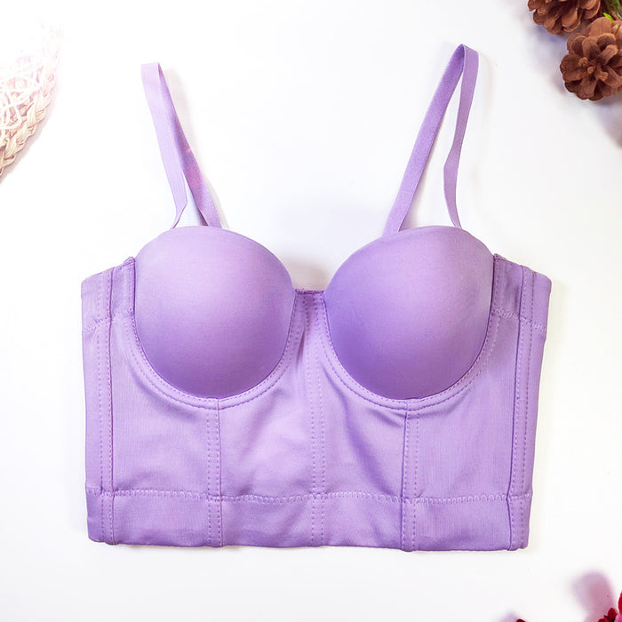 plus Size Slip Top Underwear-Free Sexy Top Women Short Exposed Cropped Sexy Boning Corset Tube Top Solid Color