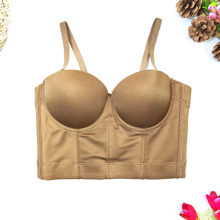 plus Size Slip Top Underwear-Free Sexy Top Women Short Exposed Cropped Sexy Boning Corset Tube Top Solid Color