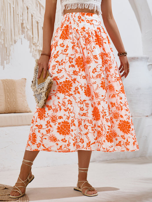 Printed Casual Waist Tight Fresh Air Skirt