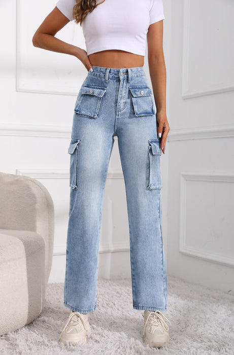 Casual Stylish Multi Pocket Loose Cargo Pants Jeans for Women