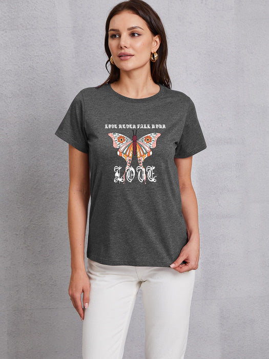 Butterfly Round Neck Short Sleeve T-Shirt