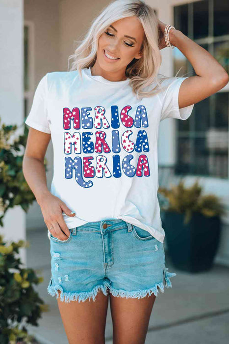 MERICA Graphic Round Neck Tee