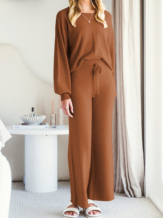 Long Sleeve Lounge Top and Drawstring Pants Set