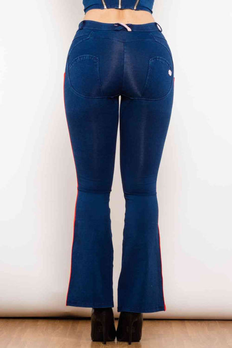 Side Stripe Buttoned Bootcut Jeans