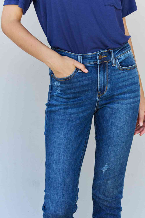 Judy Blue Aila Short Full Size Mid Rise Cropped Relax Fit Jeans