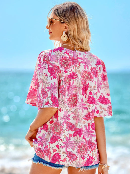 Printed Round Neck Half Sleeve Blouse