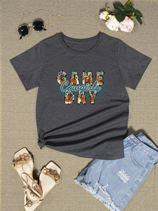 COWGIRLS GAME DAY Round Neck Short Sleeve T-Shirt