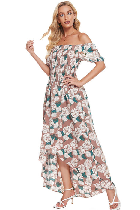 Floral Off-Shoulder Slit Maxi Dress