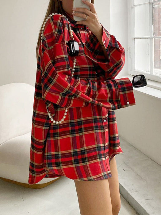 Drop Shoulder Plaid Shirt