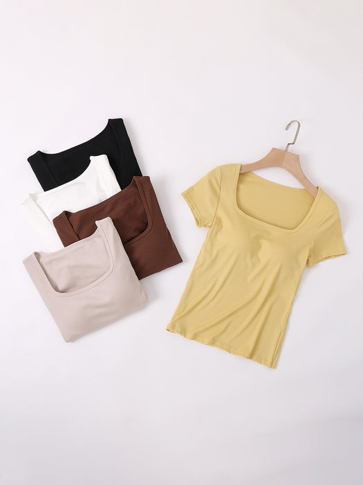 Square Neck Short Sleeve T-Shirt