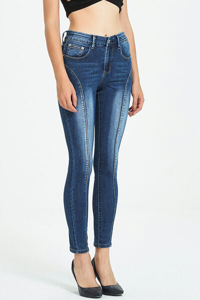 Side Stripe Cropped Skinny Jeans