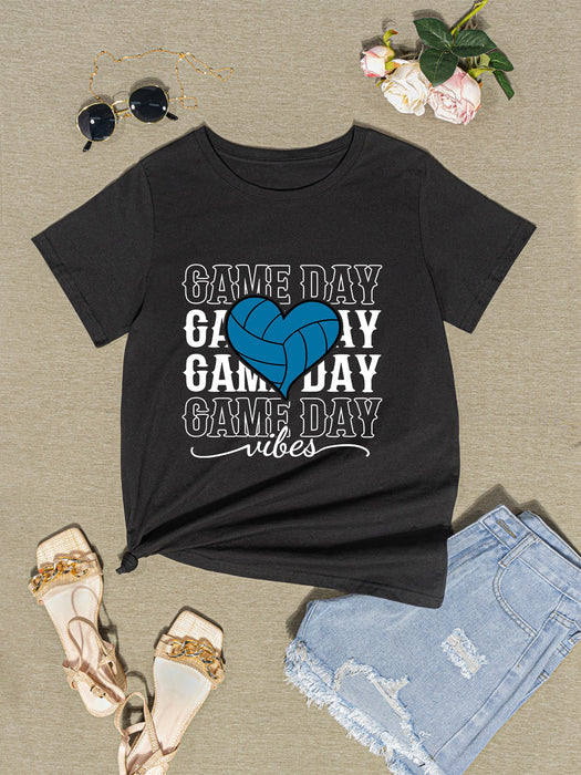 GAME DAY VIBES Round Neck Short Sleeve T-Shirt