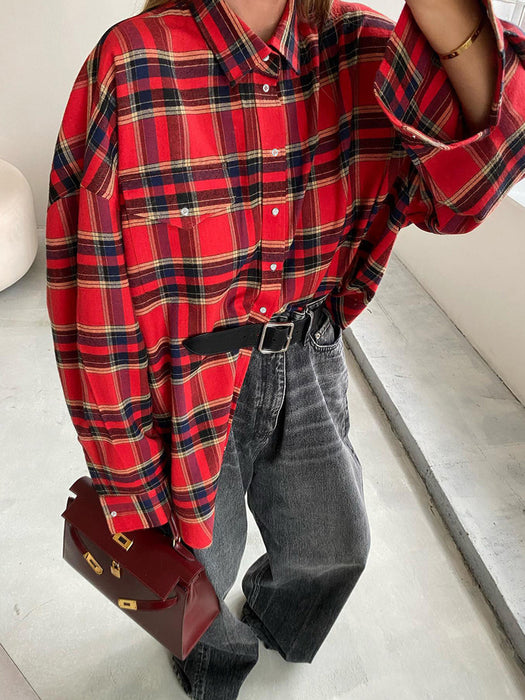 Drop Shoulder Plaid Shirt